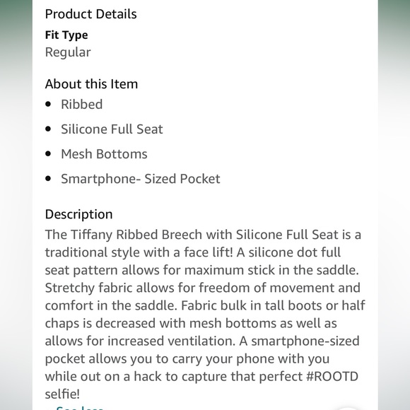 TuffRider Ladies Tiffany Ribbed Breech with Silicone Full Seat - Picture 6 of 7